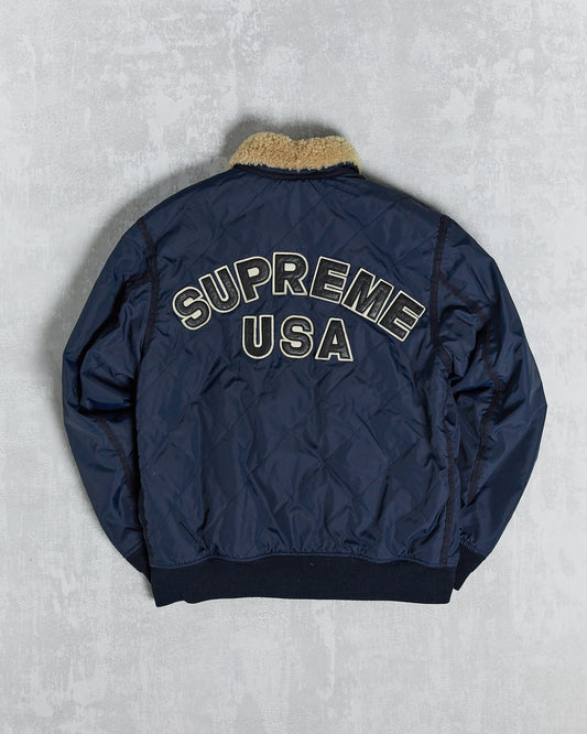 Supreme Quilted Nylon Tanker Jacket Medium Navy Blue