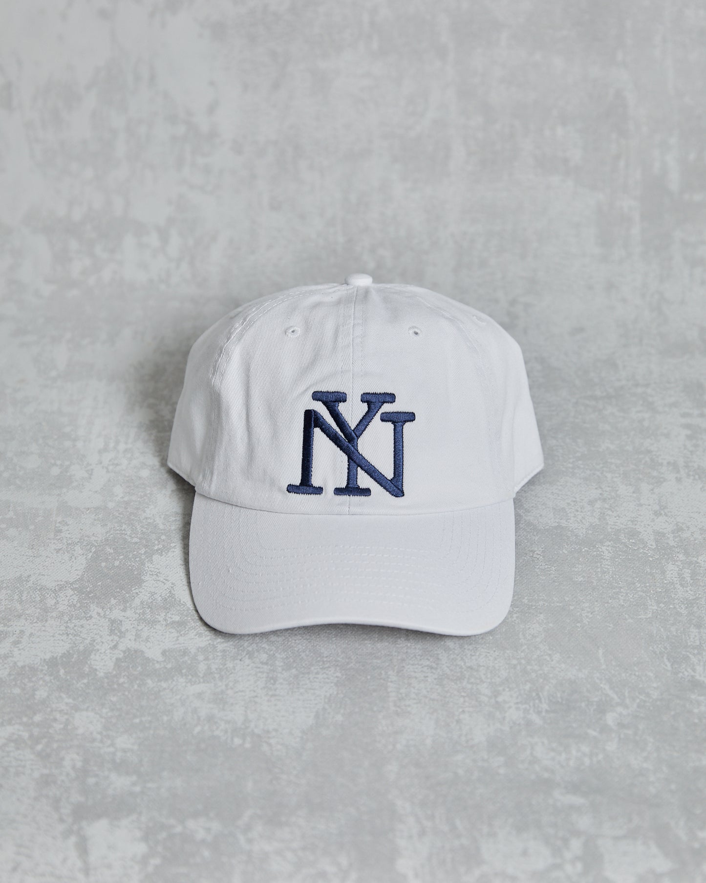 White NEW YORK NUTJOB baseball cap hat with navy New York logo embroidery 