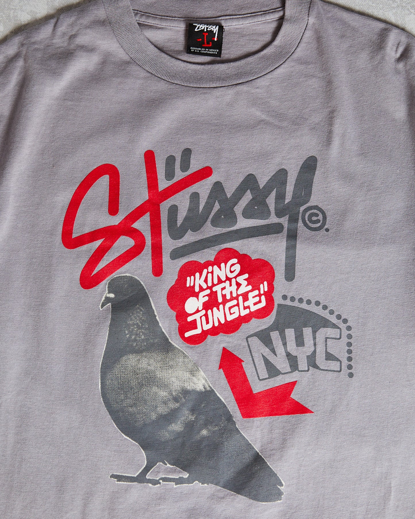 Vintage Stussy Pigeon Dunk 2008 T-Shirt (Large) grey