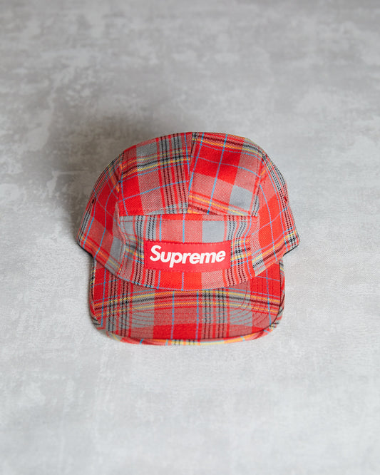 Supreme Plaid Box Logo Camp Cap 2008 red